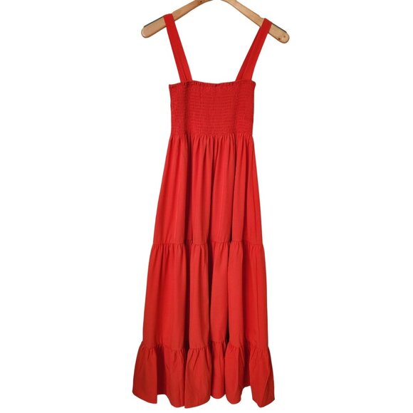 Silk & Salt Dresses & Skirts - Silk & Salt Smocked Tiered Orange Maxi Dress Flowy Lightweight Summer Boho Cute